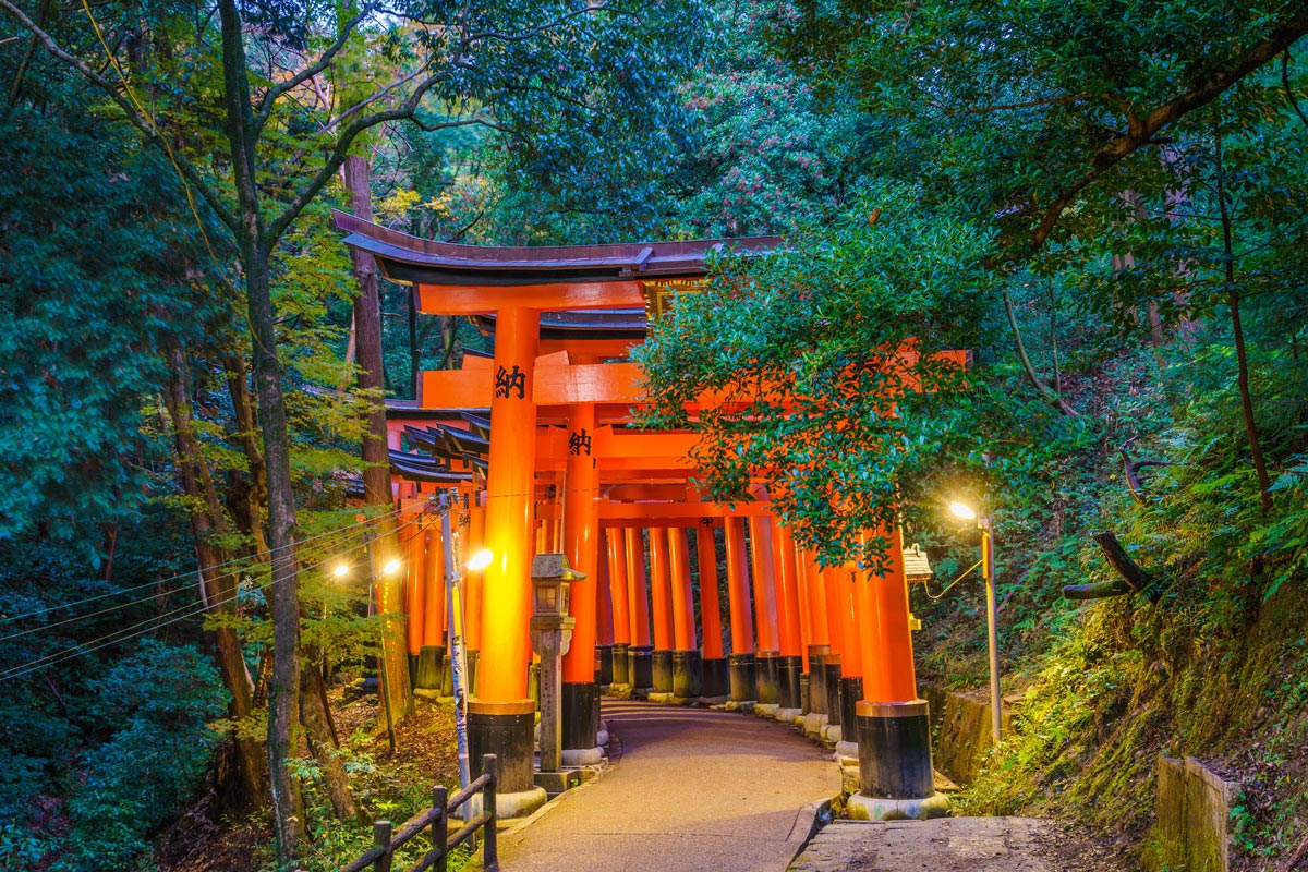 เสาโทริอิ ศาลเจ้าฟุชิมิ อินาริ Fushimi Inari Shrine (Fushimi Inari Taisha) เกียวโต (Kyoto)